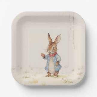 grey, cute bunny with white tail paper plates
