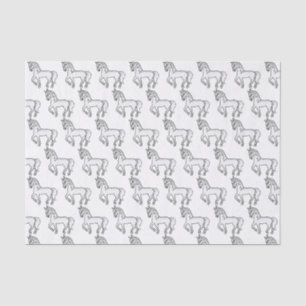 Grey Cute Cartoon Trotting Horse Pattern Tissue Paper