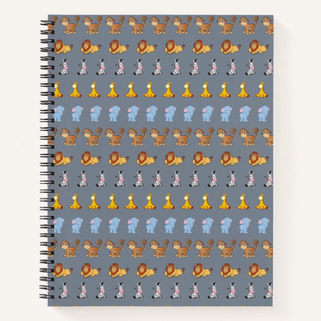 grey Cute safari animal pattern - Giraffe, Notebook (Front)