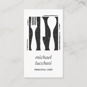 Grey Cutlery   Chef Catering Bakery Restaurant Business Card