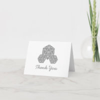 Grey D20 Dice Thank You Card