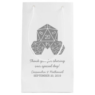 Grey D20 Dice Wedding Gift Bag