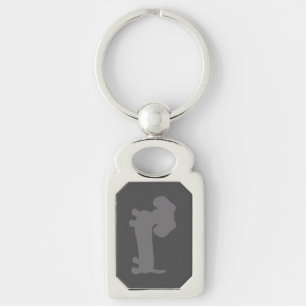 Grey Dachshund Masculine Keychain key ring