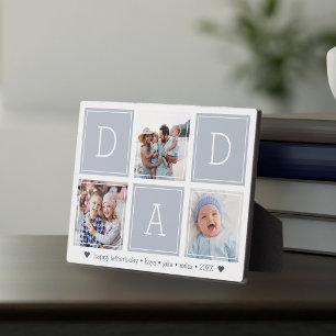Grey DAD Custom Kids Photo Collage Plaque