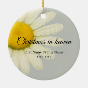 Grey daisy in heaven memorial ornament