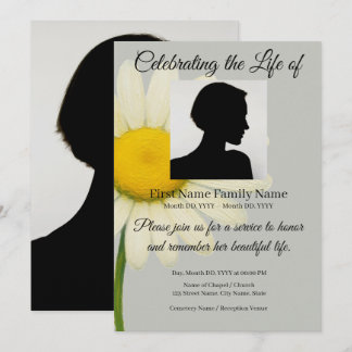 Grey Daisy memorial invitation