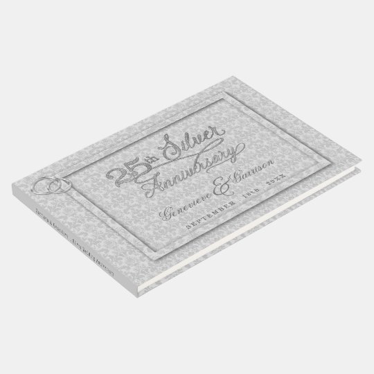 Grey Damask 25th SIlver Anniversary with Photo Guest Book