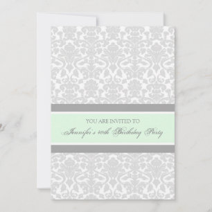 Grey Damask 40th Birthday Party Invitations