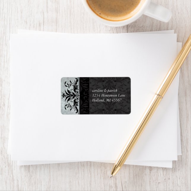 Grey Damask  Address Labels - (Insitu)
