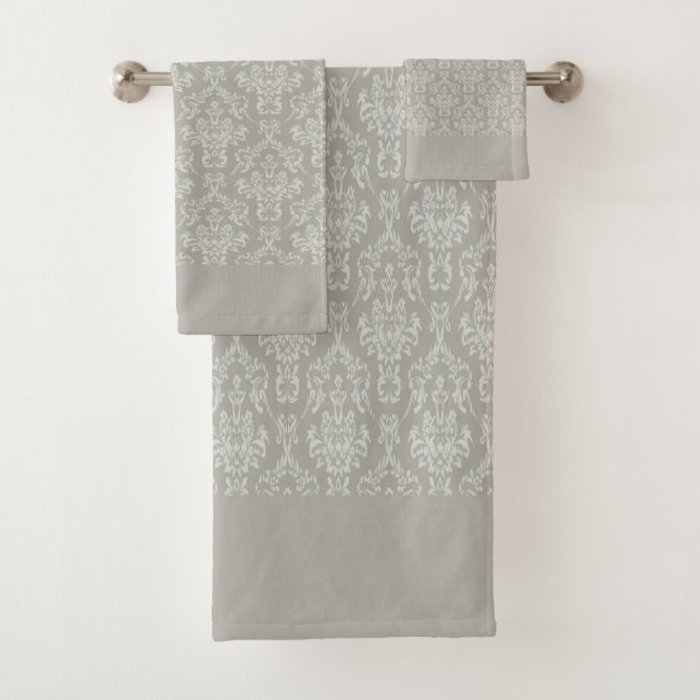 Grey Damask  Bath Towel Set (Insitu)