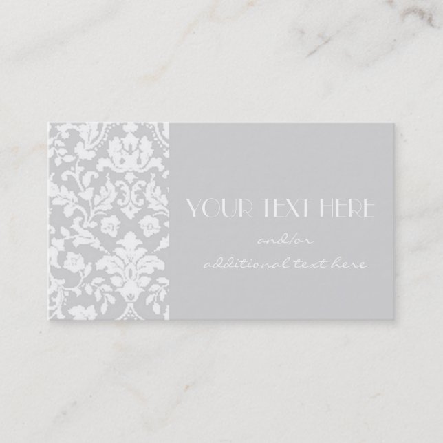 Grey Damask Business Card (Front)