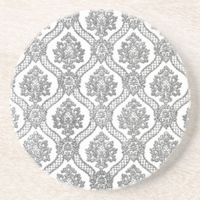 Grey Damask Coaster (Front)