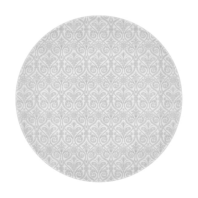 Grey Damask Cutting Board (Front)