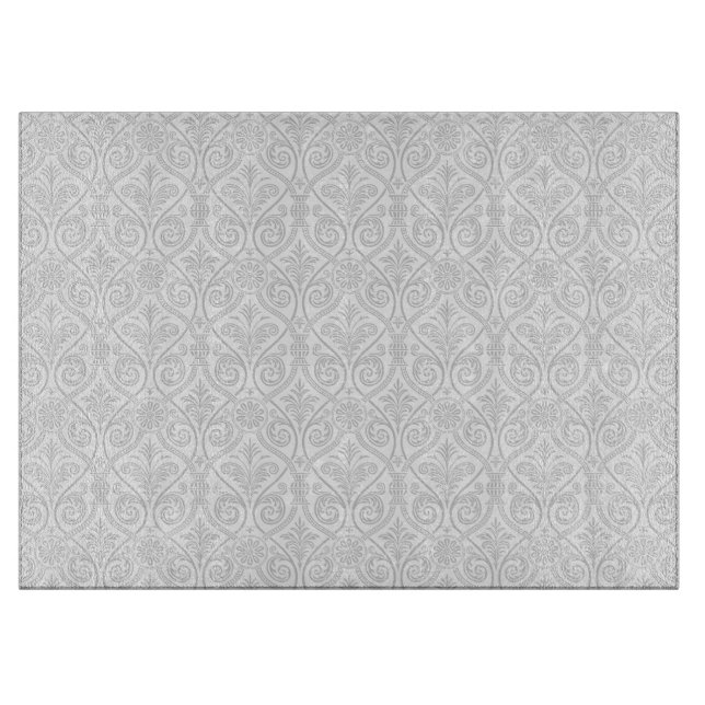 Grey Damask Cutting Board (Front)