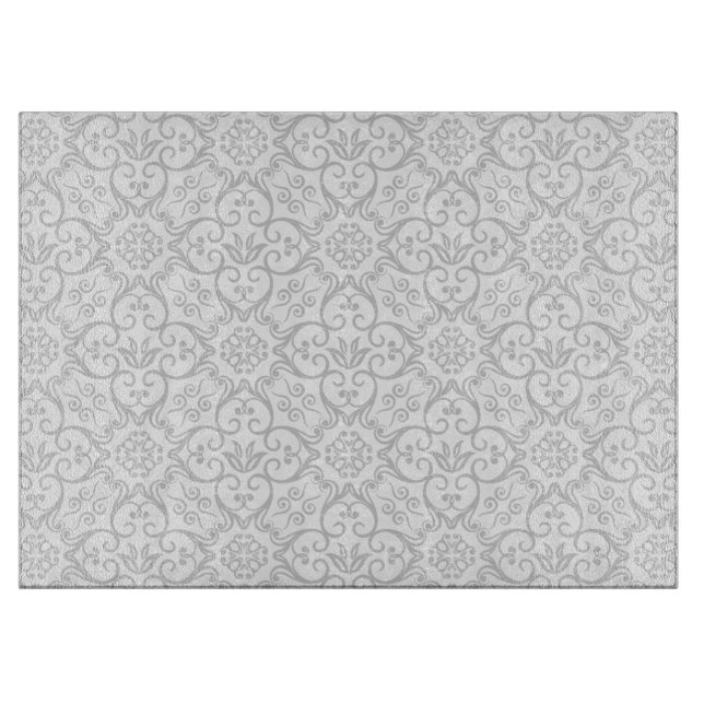 Grey Damask Cutting Board (Front)