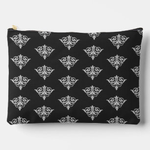 Grey damask on black accessory pouch