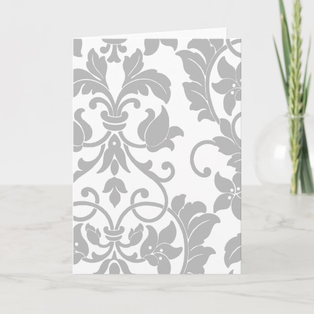 Grey Damask on White Card (Front)