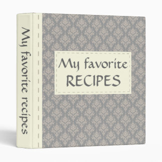 Grey Damask Recipe Binder