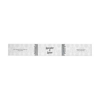 Grey Damask Silver Frame Wrap Around Soap Bar Label