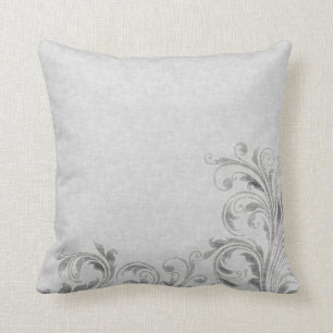 Grey Damask Throw Pillow