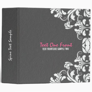 Grey Damasks White Floral Lace Binder