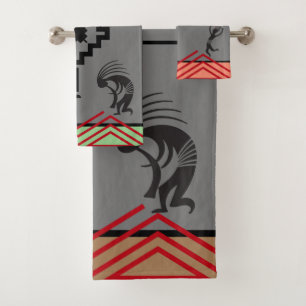 Grey Dancing Kokopelli Bath Towel Set