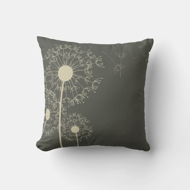 Grey Dandelion Pillow (Front)