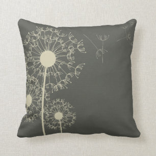 Grey Dandelion Pillow