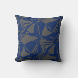 Grey Dark Blue Slanted Contemporary Art Print Throw Pillow
