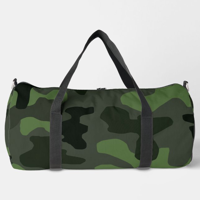 Grey dark green camouflage no.14 print  duffle bag (Front)