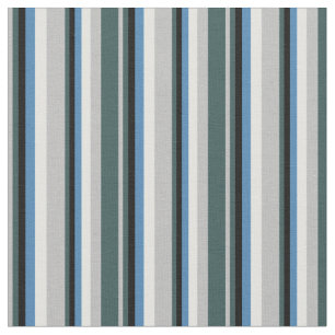 Grey, Dark Slate Grey, Black, Blue & Light Cyan Fabric