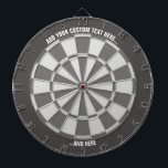 Grey Dartboard with Custom Text<br><div class="desc">Grey dart board with two custom text areas. Choose "customize more" option if you want to change colours.</div>