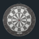 Grey Dartboard with Custom Text<br><div class="desc">Grey dart board with two custom text areas. Choose "customize more" option if you want to change colours.</div>