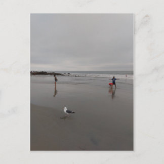 Grey day at the beach postcard