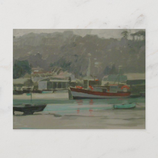 Grey Day Fisherman's Quay Postcard (Front)