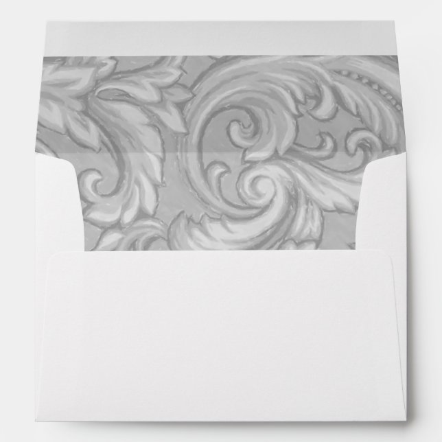 Grey Dazzling Damask Envelope (Back (Bottom))