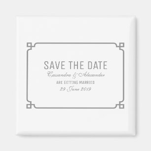 Grey Deco Chic Save the Date Magnet