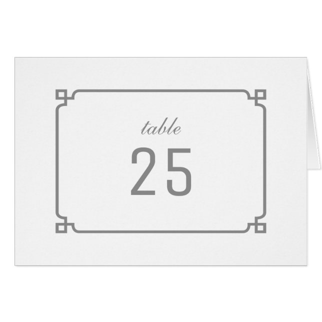 Grey Deco Chic Table Number (Front Horizontal)