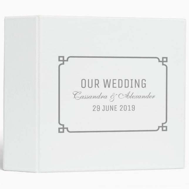 Grey Deco Chic Wedding Binder (Front/Spine)