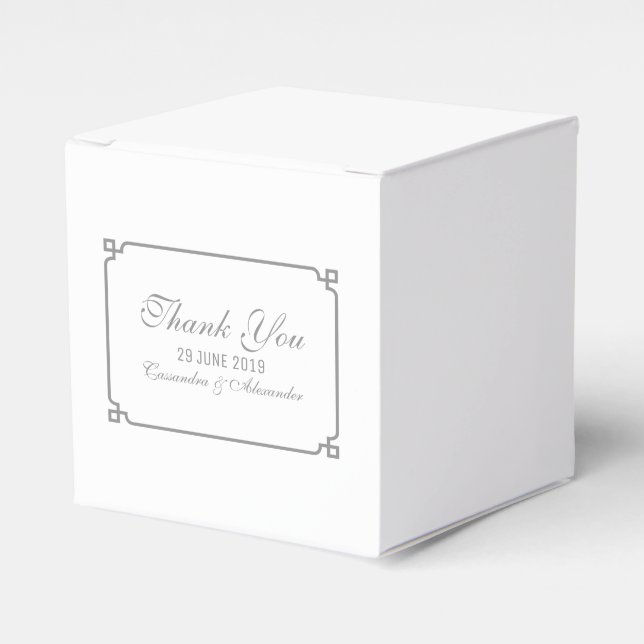 Grey Deco Chic Wedding Favor Box (Front Side)