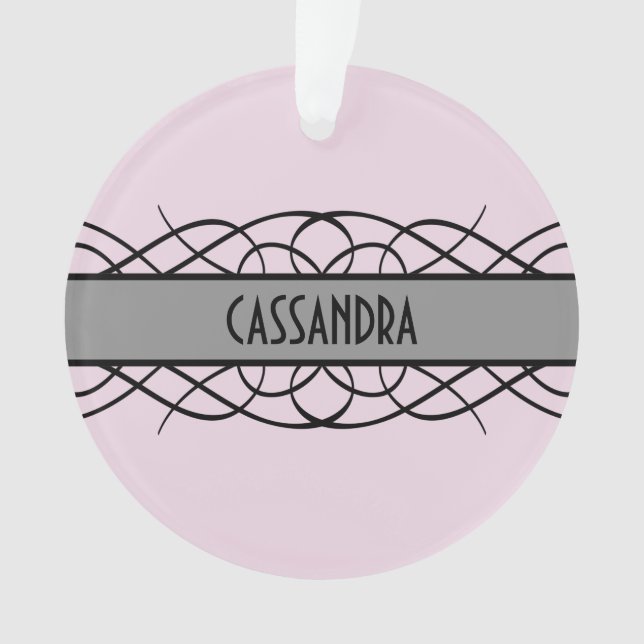 Grey Deco Flourish Acrylic Ornament (Front)