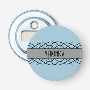 Grey Deco Flourish Button Bottle Opener