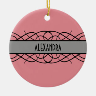 Grey Deco Flourish Ceramic Ornament