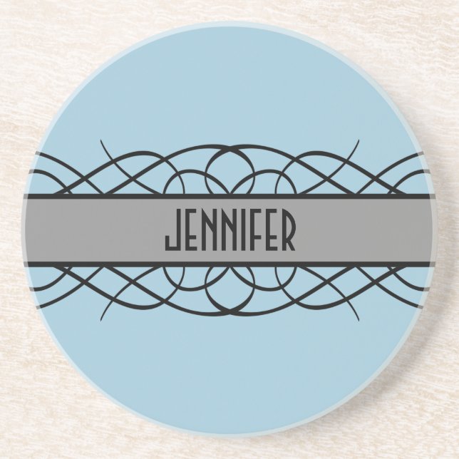 Grey Deco Flourish Coaster (Front)