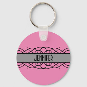 Grey Deco Flourish Keychain