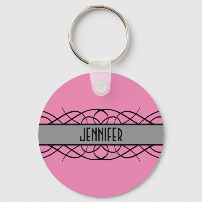 Grey Deco Flourish Keychain (Front)