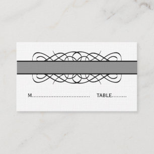 Grey Deco Flourish Place Card