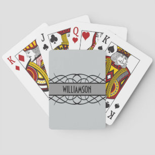 Grey Deco Flourish Playing Cards