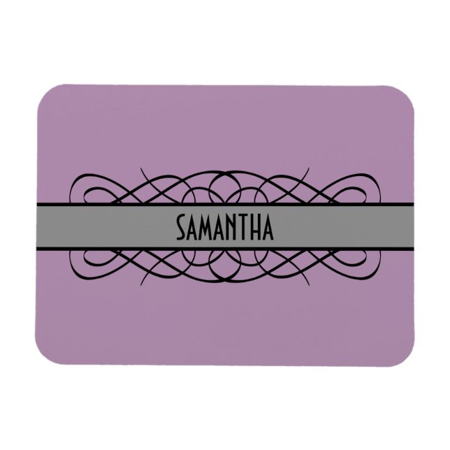 Grey Deco Flourish Premium Magnet (Horizontal)