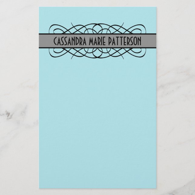Grey Deco Flourish Stationery (Front)